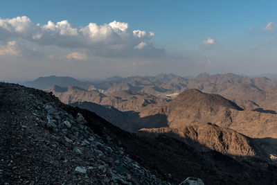 United arab emirates mountains view form wadi al qor to buraq dam highest place around 800 meters