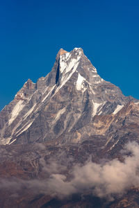 Nature view of himalayan mountain range at poon hill view point,nepal. 