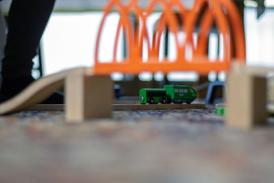 Close-up of toy car on table