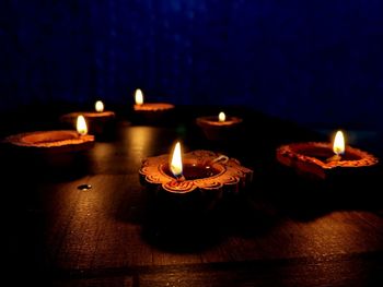 Close-up of lit candles