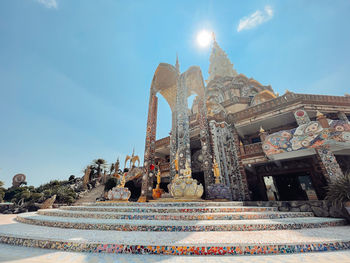 Low angle view of temple building against sky