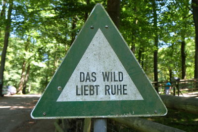 Close-up of information sign