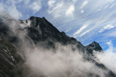 Low angle view of mountain against sky