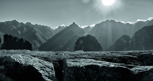 Panoramic view of rocky mountains against sky