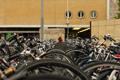 Bicycles in parking lot