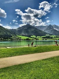 Scenic view of lake against sky