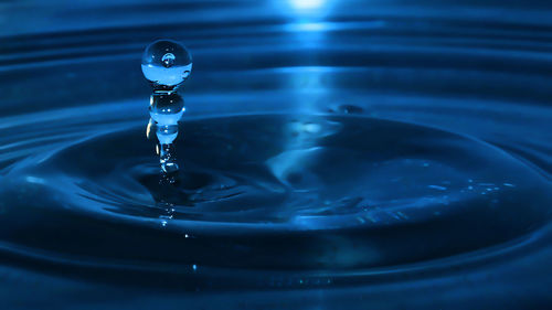 Close-up of drop splashing in water