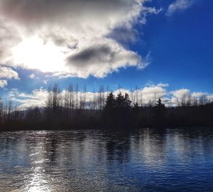 Scenic view of lake against sky