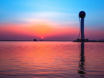 Scenic view of sea at sunset