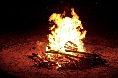 Close-up of bonfire at night