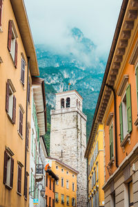 Low angle view of buildings in town