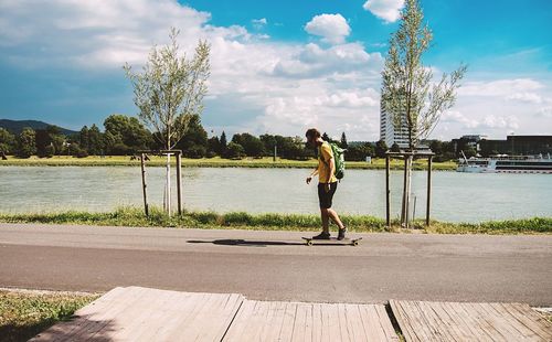 People walking on landscape