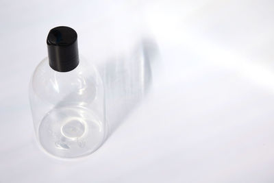 Close-up of water bottle on white background