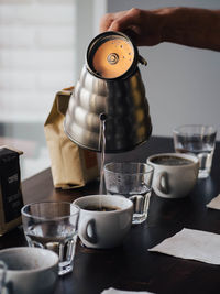 Close-up of coffee cup on table