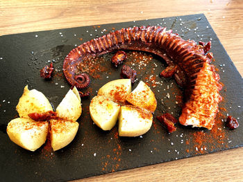 High angle view of cake on plate