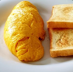 High angle view of breakfast in plate