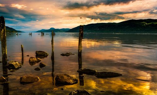 Dramatic sky over lake