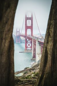 Suspension bridge over river