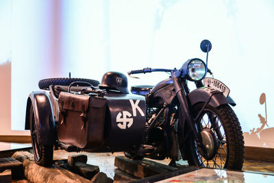 Close up old military motorcycle