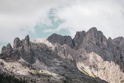 Low angle view of rock formations against sky