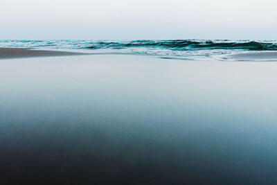 Scenic view of sea against clear sky