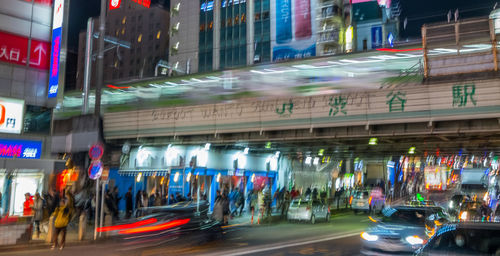 View of city street at night