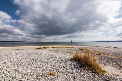 Scenic view of beach against sky