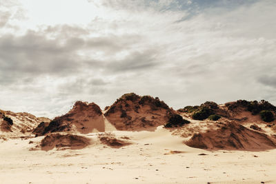 Scenic view of rocks against sky