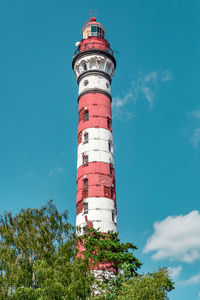 Low angle view of lighthouse against sky