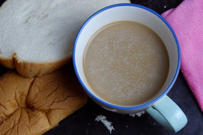 High angle view of coffee on table