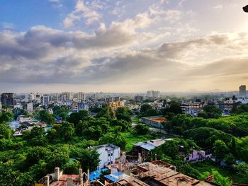 Panoramic view of cityscape against sky