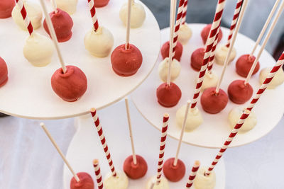 High angle view of cake on table