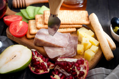 High angle view of vegetables on table