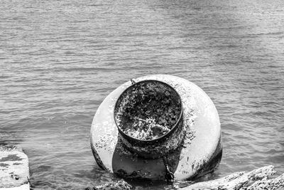 Abandoned boat at sea shore