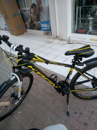 High angle view of bicycle on street