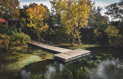 Scenic view of lake by trees during autumn