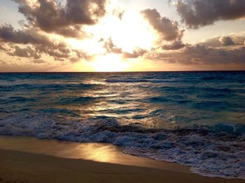 Scenic view of sea against sky during sunset