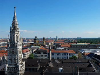 High angle view of buildings in city