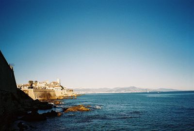 Scenic view of sea against clear sky