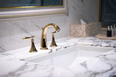 Close-up of sink in bathroom