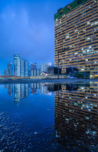 Reflection of buildings in water