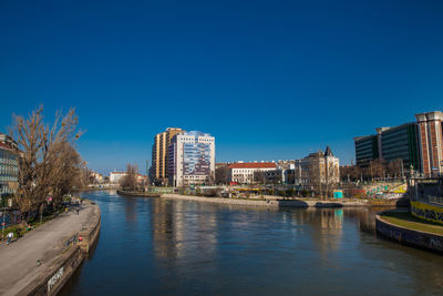 The danube canal seen from the aspern bridge in vienna