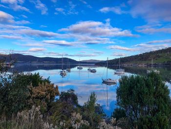 Scenic view of lake against sky