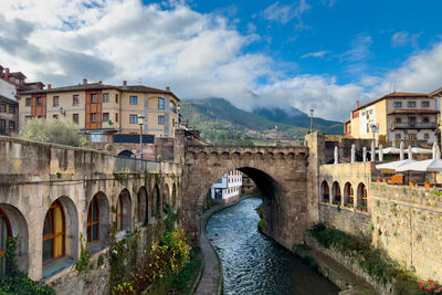 Bridge over river against sky