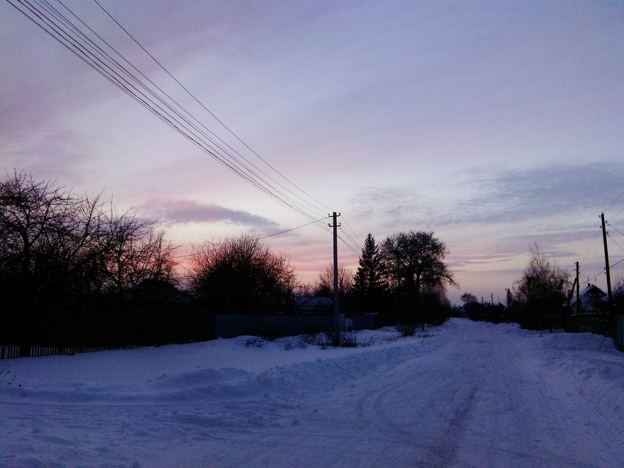 cable, snow, winter, sky, cold temperature, weather, connection, power line, nature, electricity, power supply, tree, field, electricity pylon, no people, sunset, beauty in nature, outdoors, landscape, technology, telephone line, day