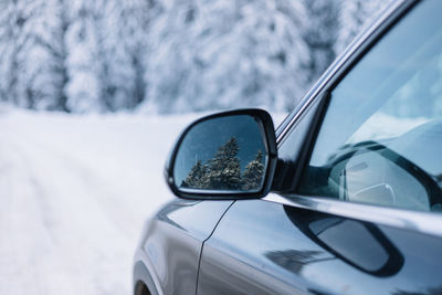 Close-up of car on road