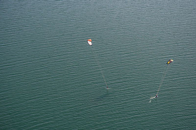 High angle view of people in sea