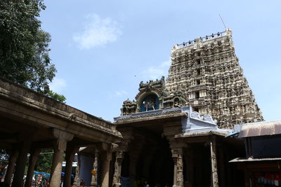 Low angle view of temple building against sky