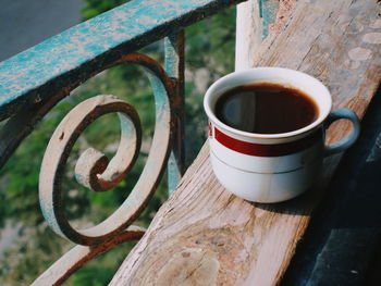 Close-up of tea cup on table