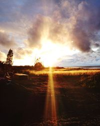 Scenic view of field against sky during sunset